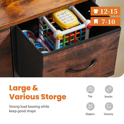 Wooden Storage Dresser With 9 Fabric Storage Drawer